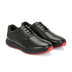 HITCARO Men's Leather Lace-up Professional Golf Shoes