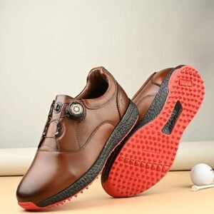 HITCARO Men's Leather Lace-up Professional Golf Shoes