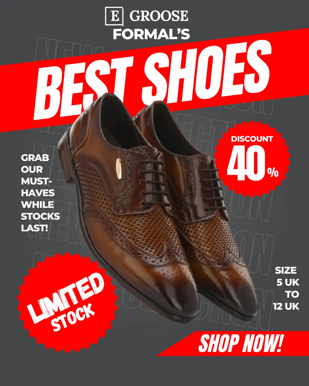 Red and Grey Modern Shoes Discount Instagram Post (2)