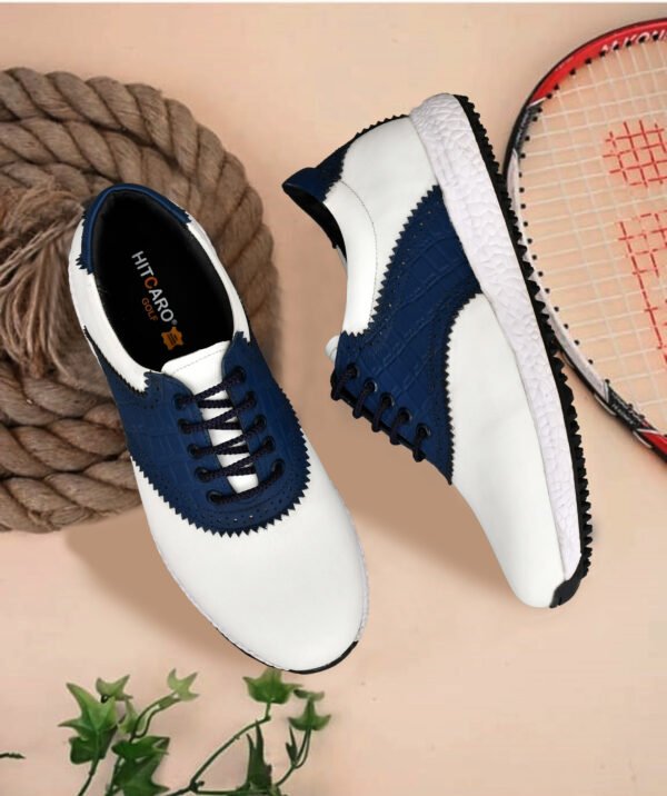 HITCARO® Golf Shoe | Light Weight | Waterproof | Wht/Blue | Golf Shoe With Type LACE UP