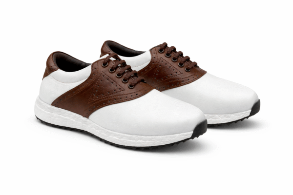 HITCARO® Golf Shoe | Light Weight | Waterproof |Wht/Brown | Golf Shoe With Type LACE UP