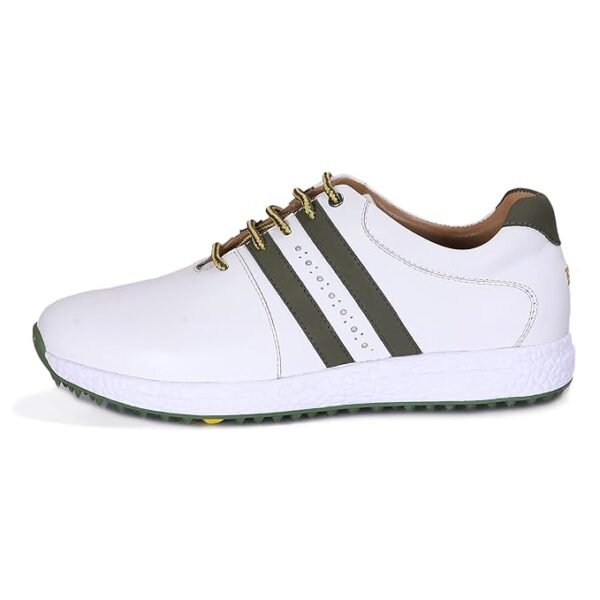 HITCARO® Golf Shoe | Light Weight | Waterproof | White/Olive | Golf Shoe With Type LACE UP
