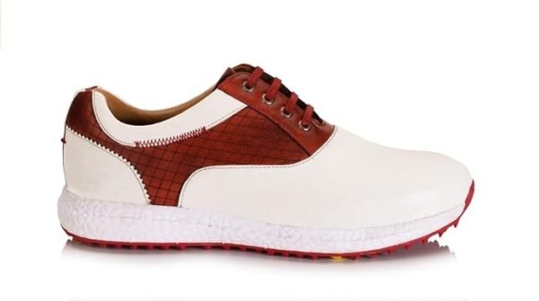 HITCARO® Golf Shoe | Light Weight | Waterproof | White/Red | Golf Shoe With Type LACE UP