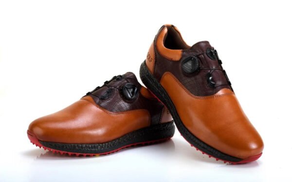 HITCARO® Golf Shoe | Light Weight | Waterproof | Tan/Coffee | Golf Shoe With Type Automatic Lace Fastening